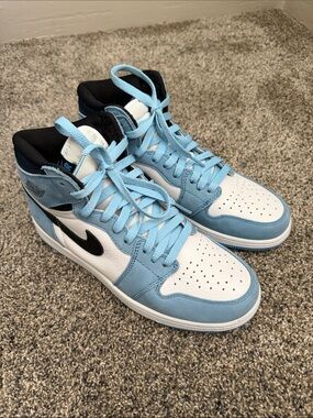 Nike Kids Light Blue White Black High-Top Sneakers